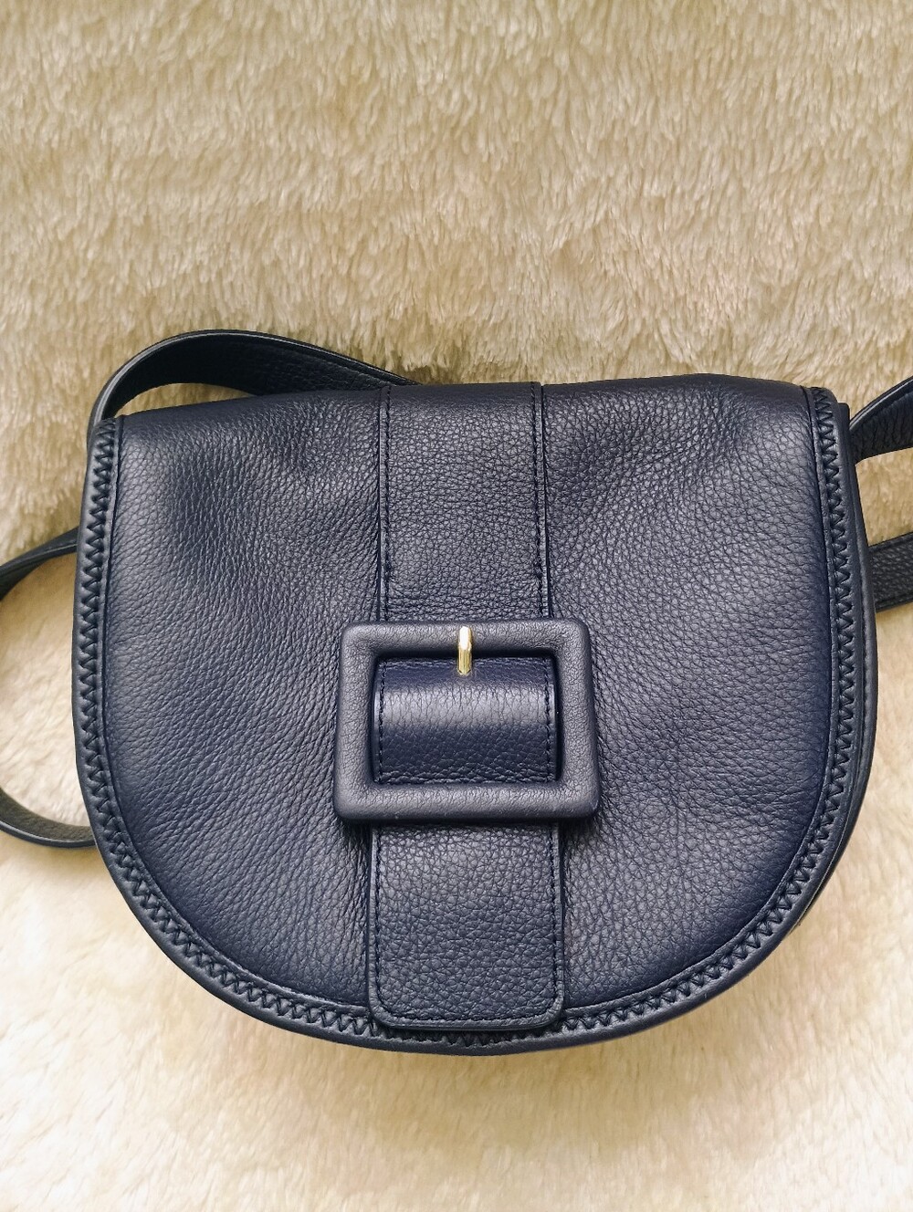 Talbots Navy Blue Pebbled Leather Crossbody Bag